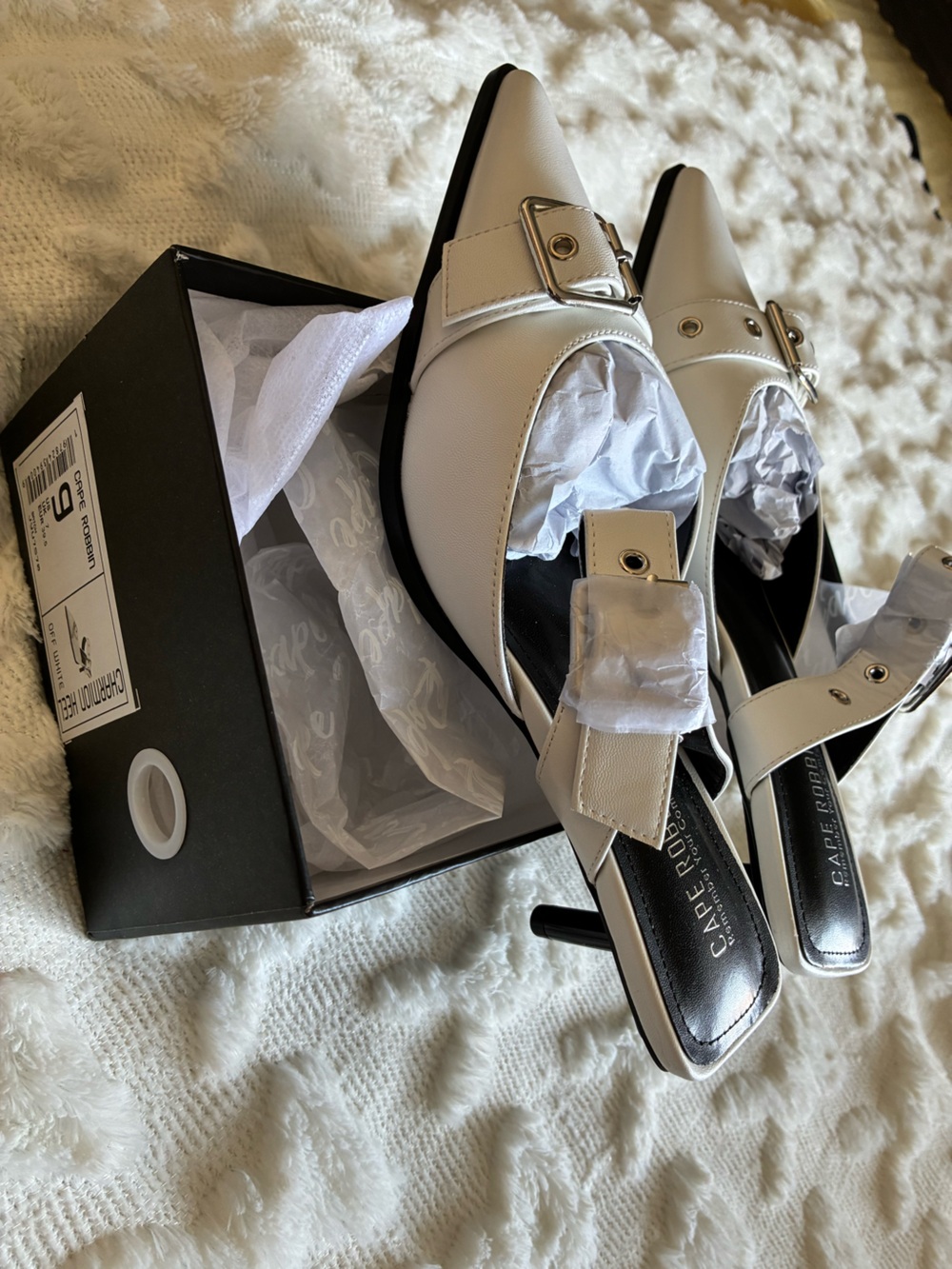 Cape Robbin Off-White Buckle Slingback Mules